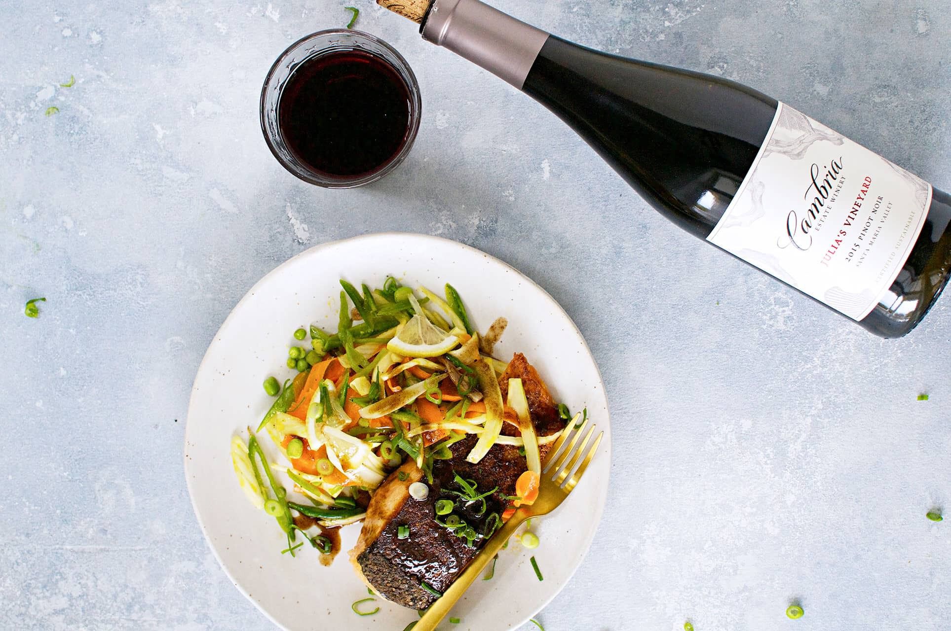Pinot Noir with salmon